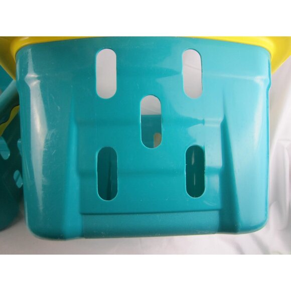 Rubbermaid Vintage 90's Teal / Yellow Square Plastic Tote / Basket - Lot of 2 - Picture 4 of 10